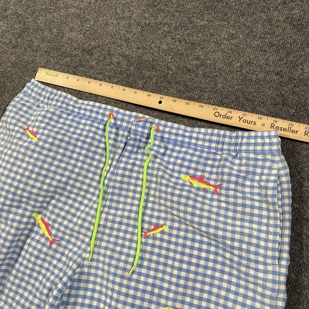 Vineyard Vines Gingham Check Bonefish Embroidered Mesh Lined Swim Trunks Mens XL - Picture 6 of 11